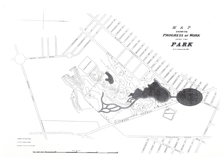 “Map Showing Progress upon the Park to January 1, 1867”