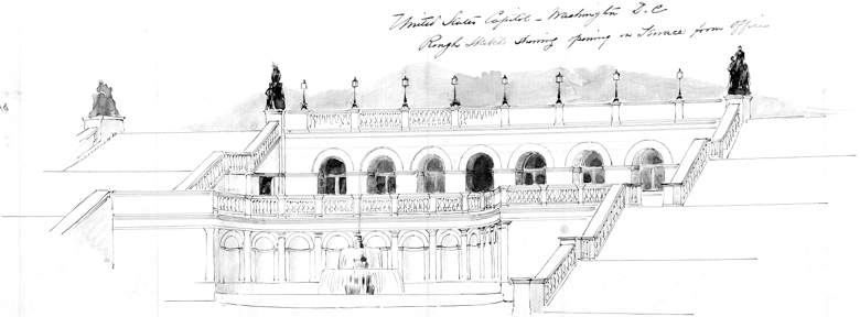 “United States Capitol-Washington D.C., Rough Sketch Showing Opening on Terrace from Offices,” n.d.