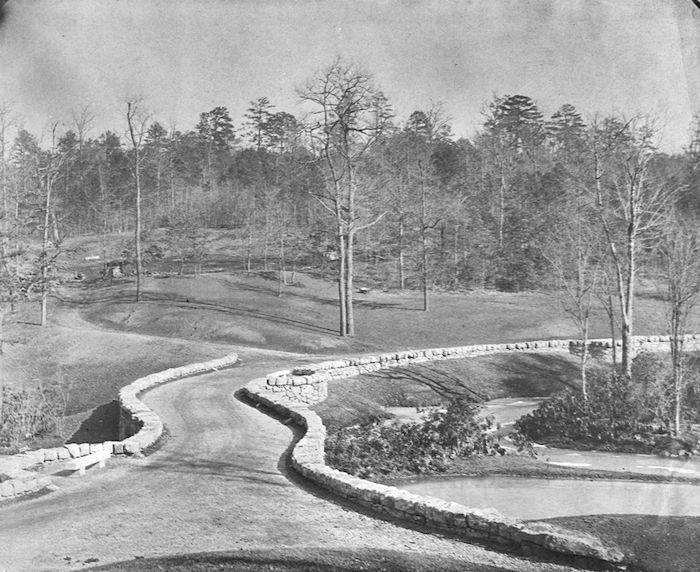 Balconies in parapet wall overlooking Ram Branch scenery, Lower Approach Road, Biltmore, c. 1891